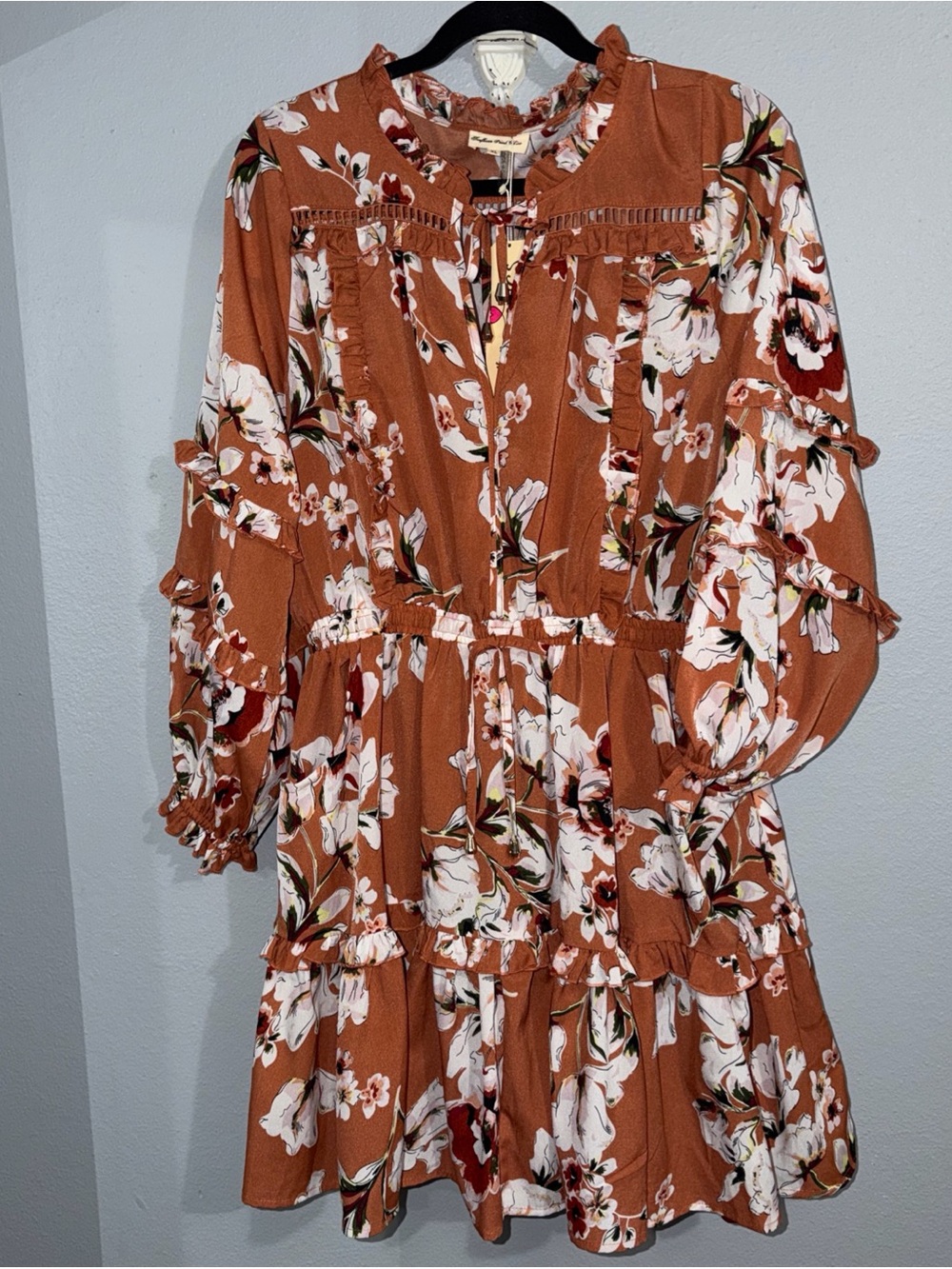 Southern Fried Chics NWT Boho Floral Smocked Waist dress, XL - Picture 2 of 10